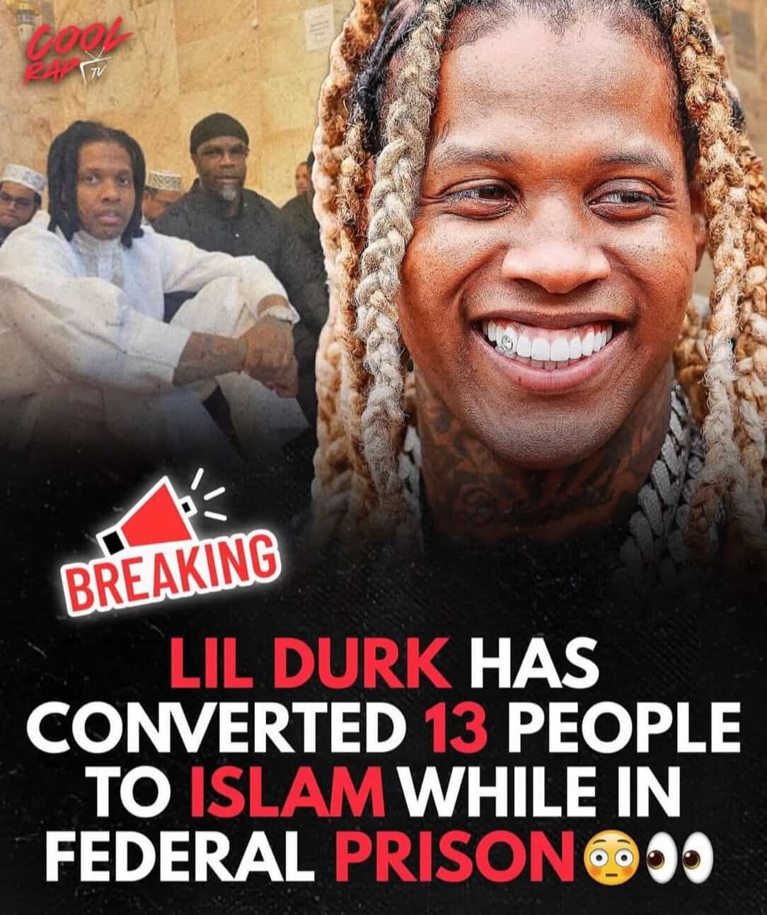 PHOTO OF LIL DURK WITH HIS CONVERTED INMATES IN FEDERAL PRISON
